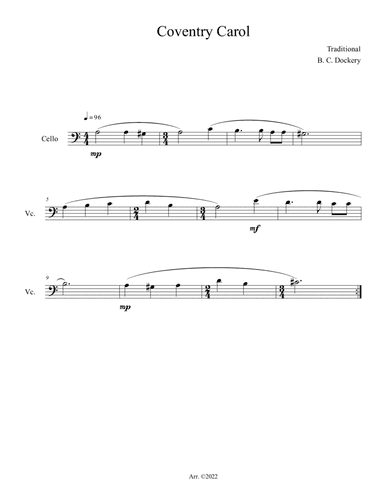 Coventry Carol (Cello Solo)
