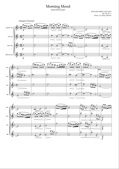Peer Gynt Suite for Saxophone Quartet (SATB)