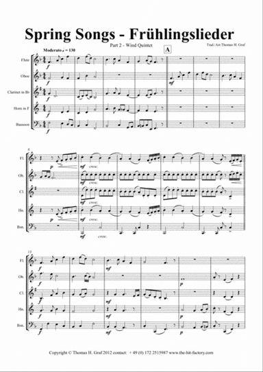Spring Songs - Frühlingslieder - Part 2 - German Folk Songs - Wind Quintet