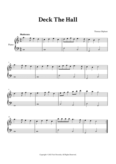 Deck The Hall - Easy Piano in C
