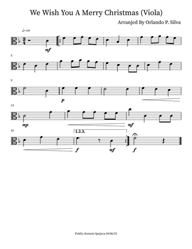 We Wish You A Merry Christmas (Viola)