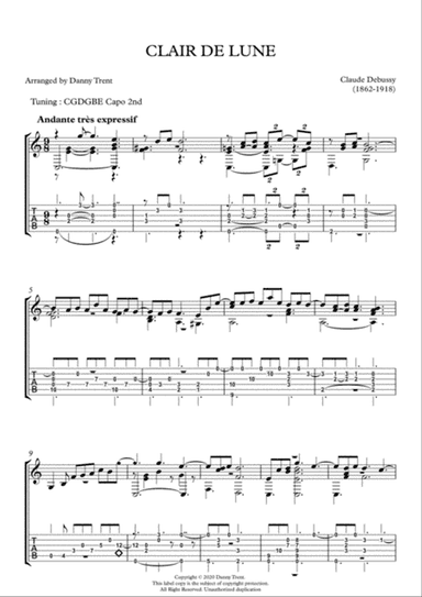 Clair de Lune ( Fingerstyle guitar arrangement)