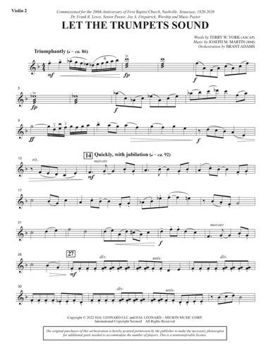 Let The Trumpets Sound - Violin 2