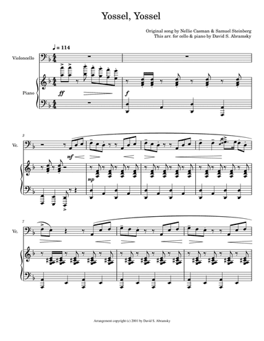 Yossel Yossel (arr. for cello and piano)