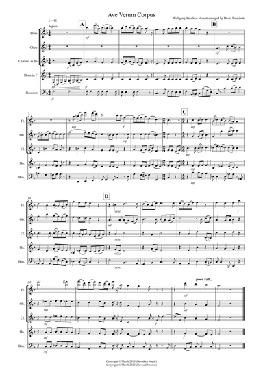 Ave Verum Corpus for Wind Quintet