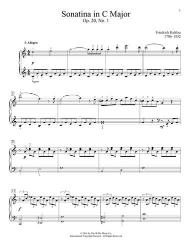 Sonatina In C Major, Op. 20, No. 1