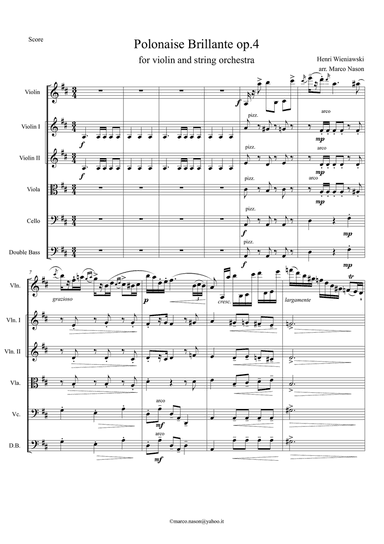 Wieniawski Polonaise Brillante op.4 for violin and string orchestra