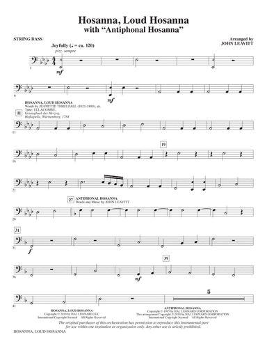 Hosanna, Loud Hosanna (with "Antiphonal Hosanna") - String Bass