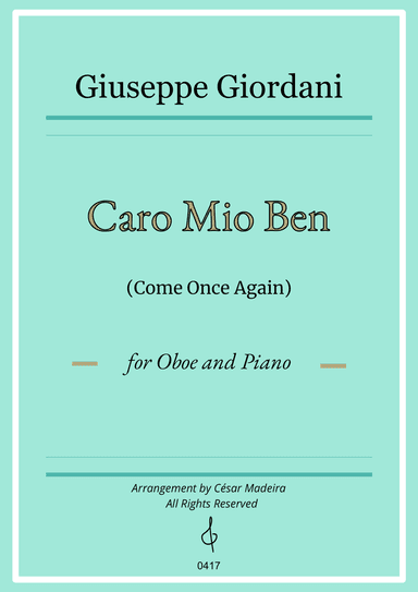 Caro Mio Ben (Come Once Again) - Oboe and Piano (Full Score)