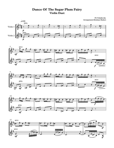Dance of the Sugar Plum Fairy from The Nutcracker-Violin Duet