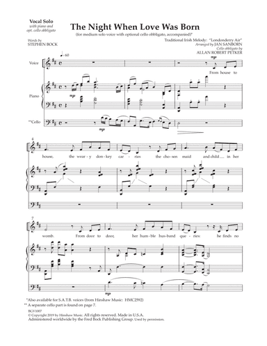 The Night That Love Was Born (with optional cello obbligato)