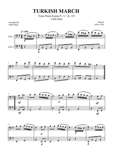 Turkish March - Cello Duet