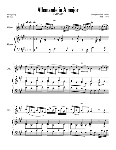 Handel Allemande in A major, HMV 477