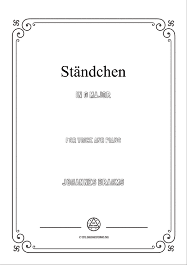 Brahms-Ständchen in G Major,for voice and piano