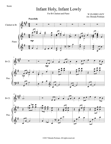 Infant Holy, Infant Lowly (clarinet/piano), arr. Brenda Portman