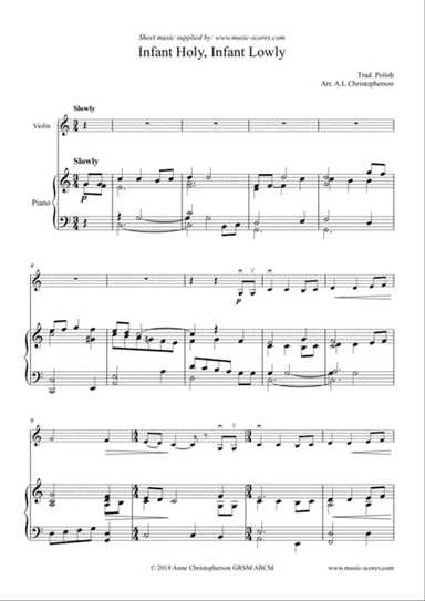 Infant Holy, Infant Lowly - Violin and Piano (Low)