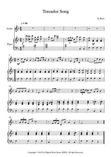Toreador Song - Georges Bizet (Violin + Piano)