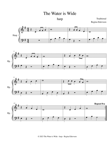 The Water is Wide - lever harp beginner