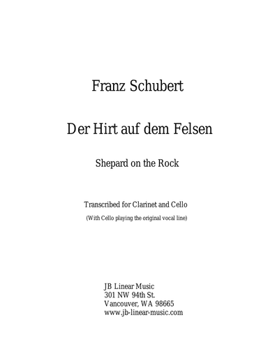 Schubert - Shepherd on the Rock for clarinet, cello, and piano trio