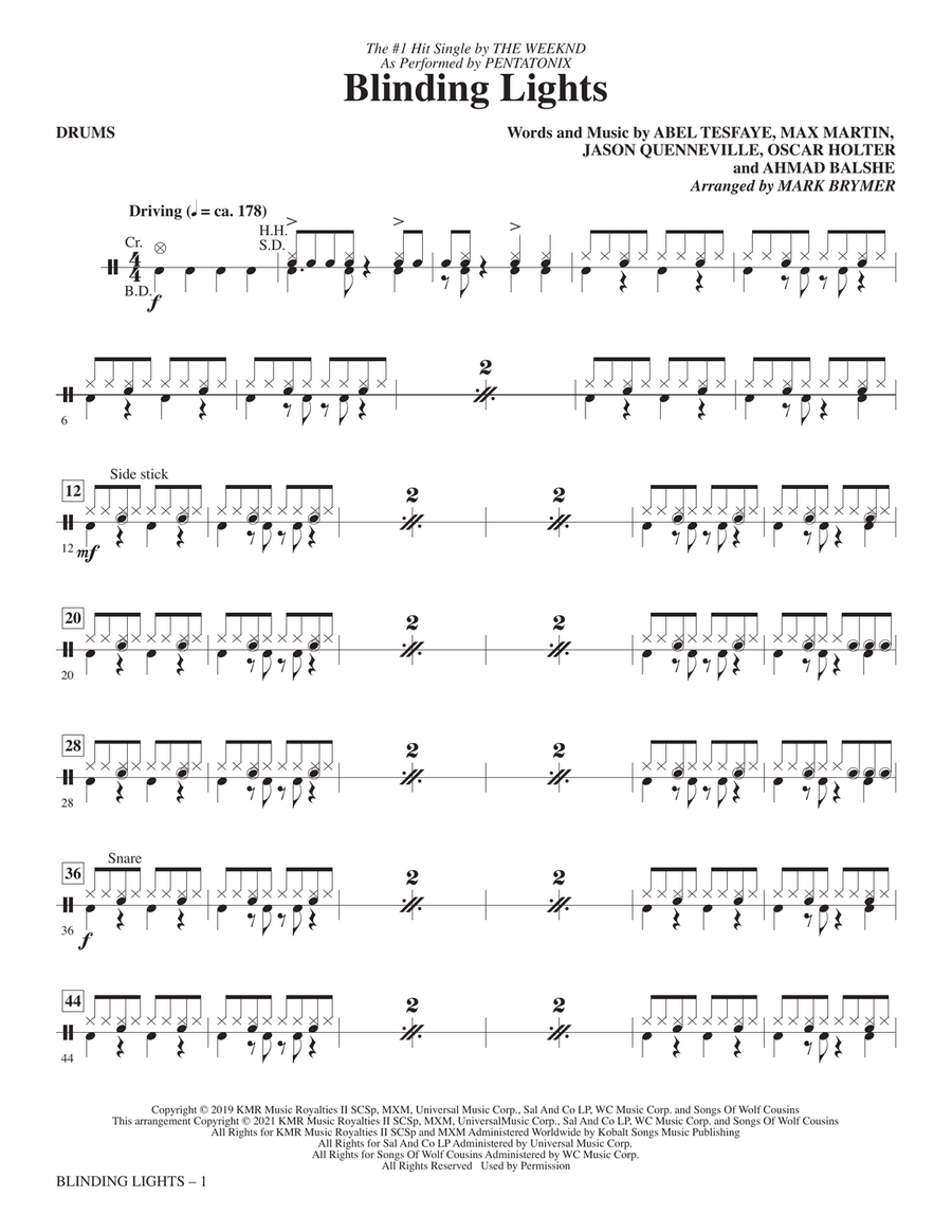 Blinding Lights (arr. Mark Brymer) - Drums