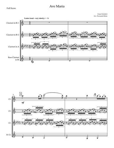 Ave Maria (Franz Schubert) for Clarinet Quartet