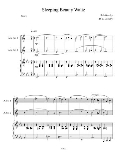 Sleeping Beauty Waltz (Alto Sax Duet with Piano Accompaniment)