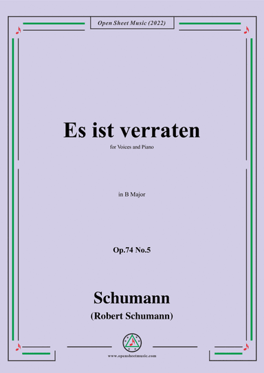 Schumann-Es ist verraten,Op.74 No.5,in B Major