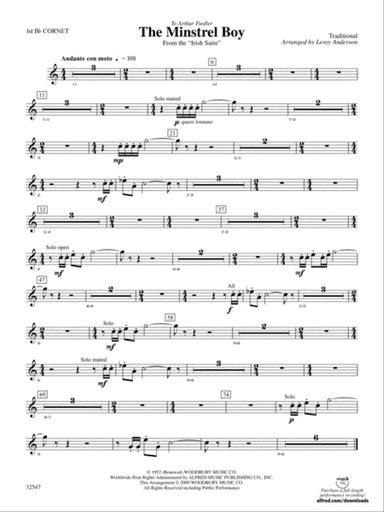 The Minstrel Boy (from the Irish Suite): 1st B-flat Cornet