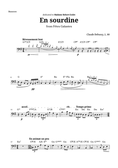 En sourdine by Debussy for Bassoon and Chords