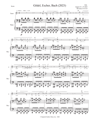 Gödel, Escher, Bach (2023) piano-vocal score