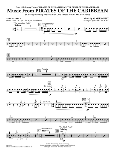 Music from Pirates Of The Caribbean (arr. Larry Moore) - Percussion 2