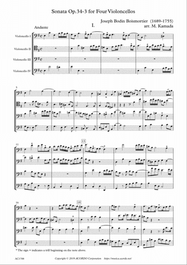 Sonata Op.34-3 for Four Violoncellos
