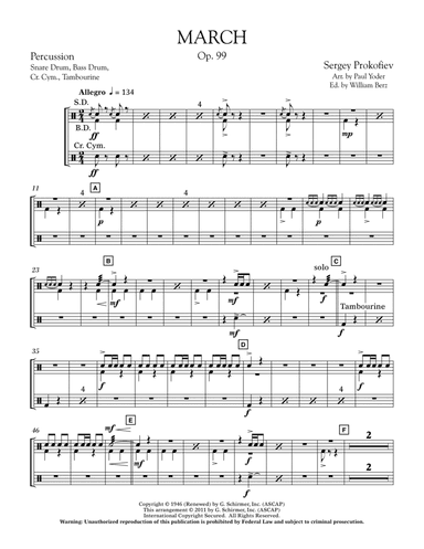 March, Op. 99 - Percussion