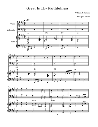 Great Is Thy Faithfulness (Violin and Cello Duet with Piano)