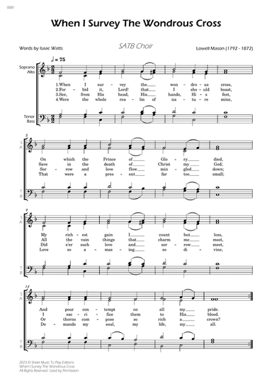 When I Survey The Wondrous Cross - SATB Choir