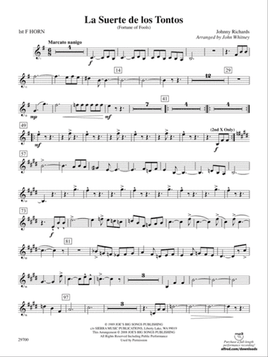 La Suerte de los Tontos (Fortune of Fools): 1st F Horn
