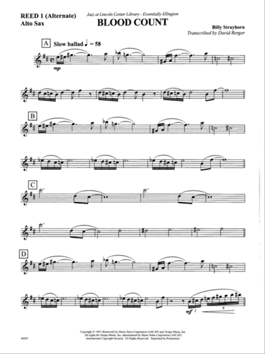 Blood Count: Reed 1 (Alternate) Alto Sax