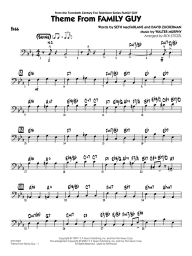 Theme from Family Guy (arr. Rick Stitzel) - Bass