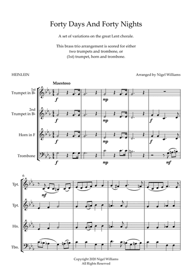 Forty Days And Forty Nights, for Brass Trio