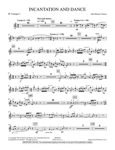 Incantation and Dance - Bb Trumpet 1