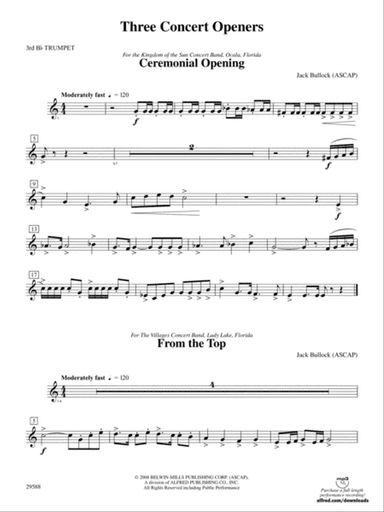 Three Concert Openers: 3rd B-flat Trumpet