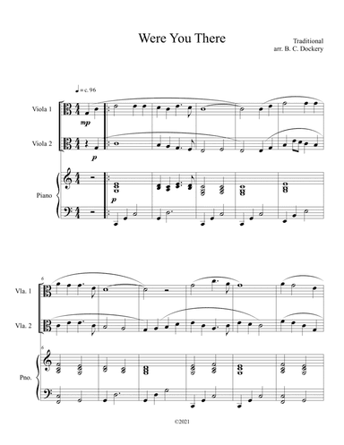 Were You There (Viola Duet with Piano Accompaniment)