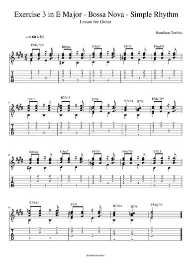 Bossa Nova - Exercise 3 in E Major