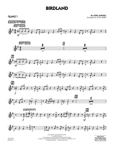 Birdland (arr. John Berry) - Trumpet 1
