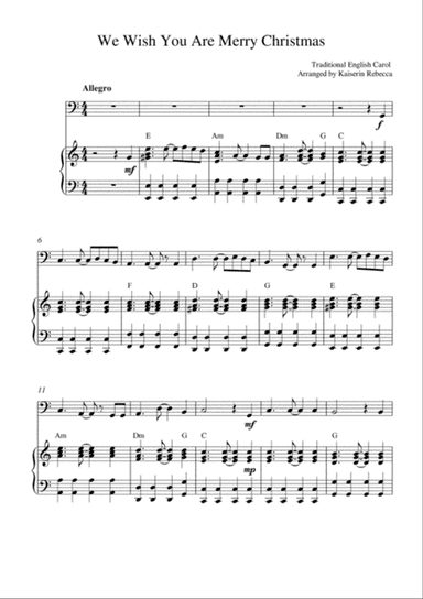 We Wish You Are Merry Christmas (Bassoon solo and piano accompaniment)