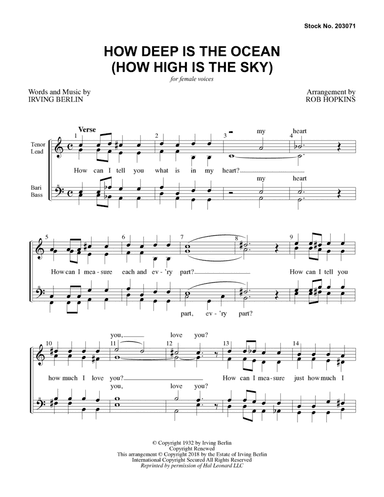 How Deep Is The Ocean (How High Is the Sky) (arr. Rob Hopkins)