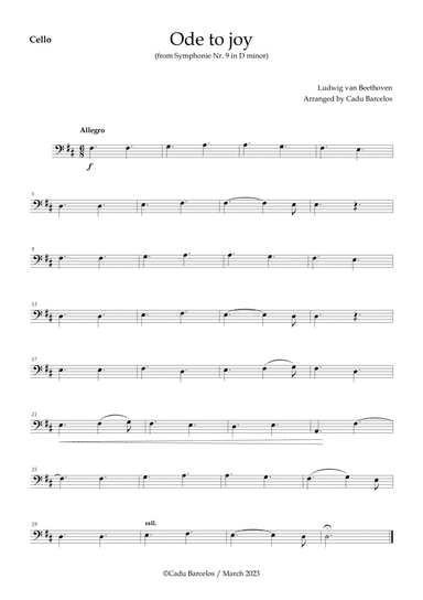 Ode to joy - Beethoven Cello