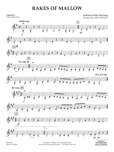 Rakes of Mallow (arr. Larry Moore) - Violin 3 (Viola Treble Clef)