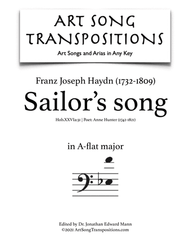 HAYDN: Sailor's Song (transposed to A-flat major, bass clef)
