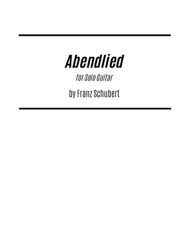 Abendlied (for Solo Guitar)